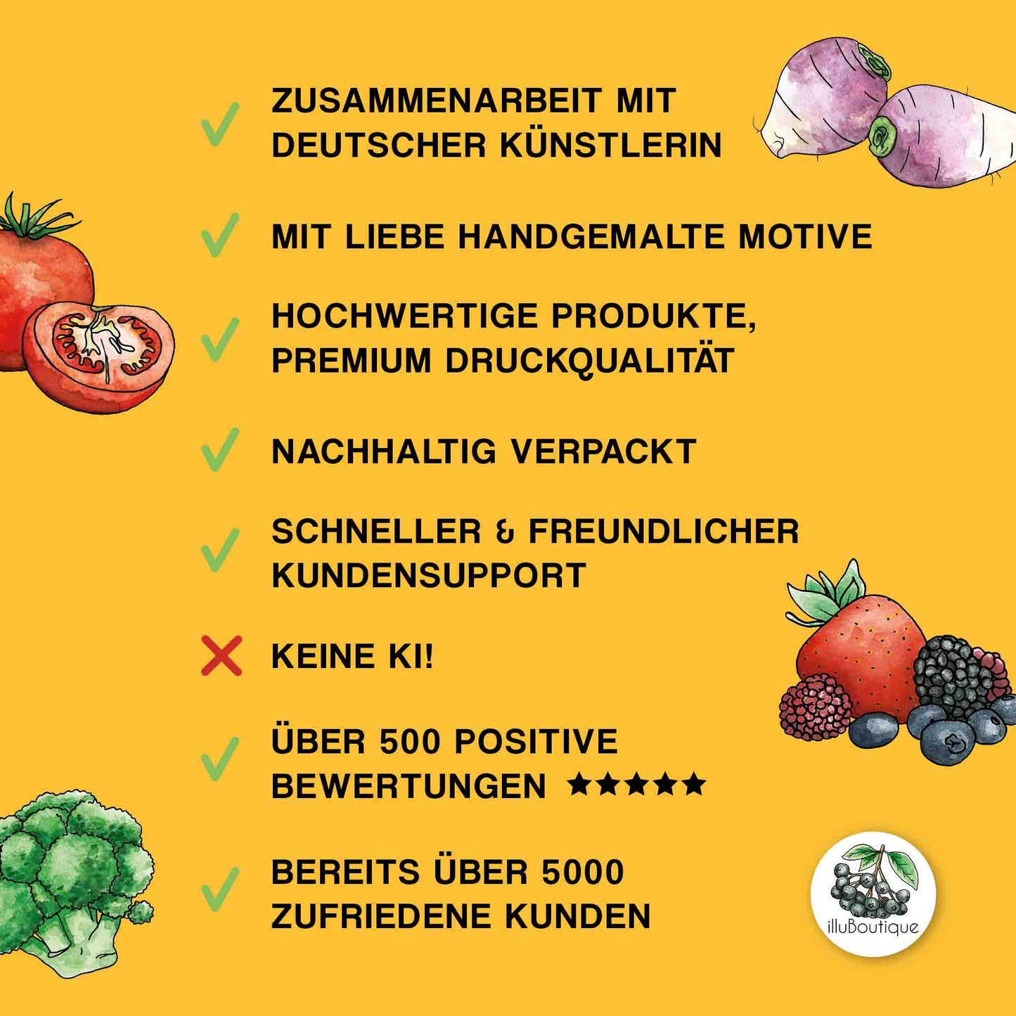 Geburtstagskarte mit saisonalem bunten Obst und Gemüse