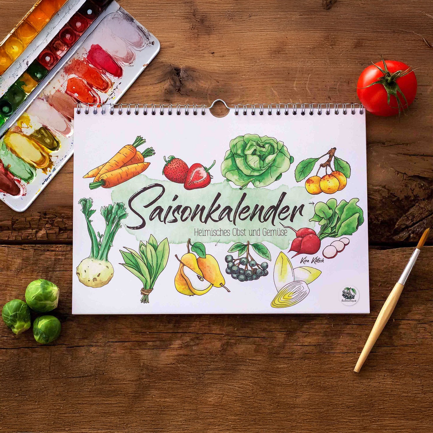Saisonkalender Obst/Gemüse, Wandkalender A4 Querformat ohne Kalendarium