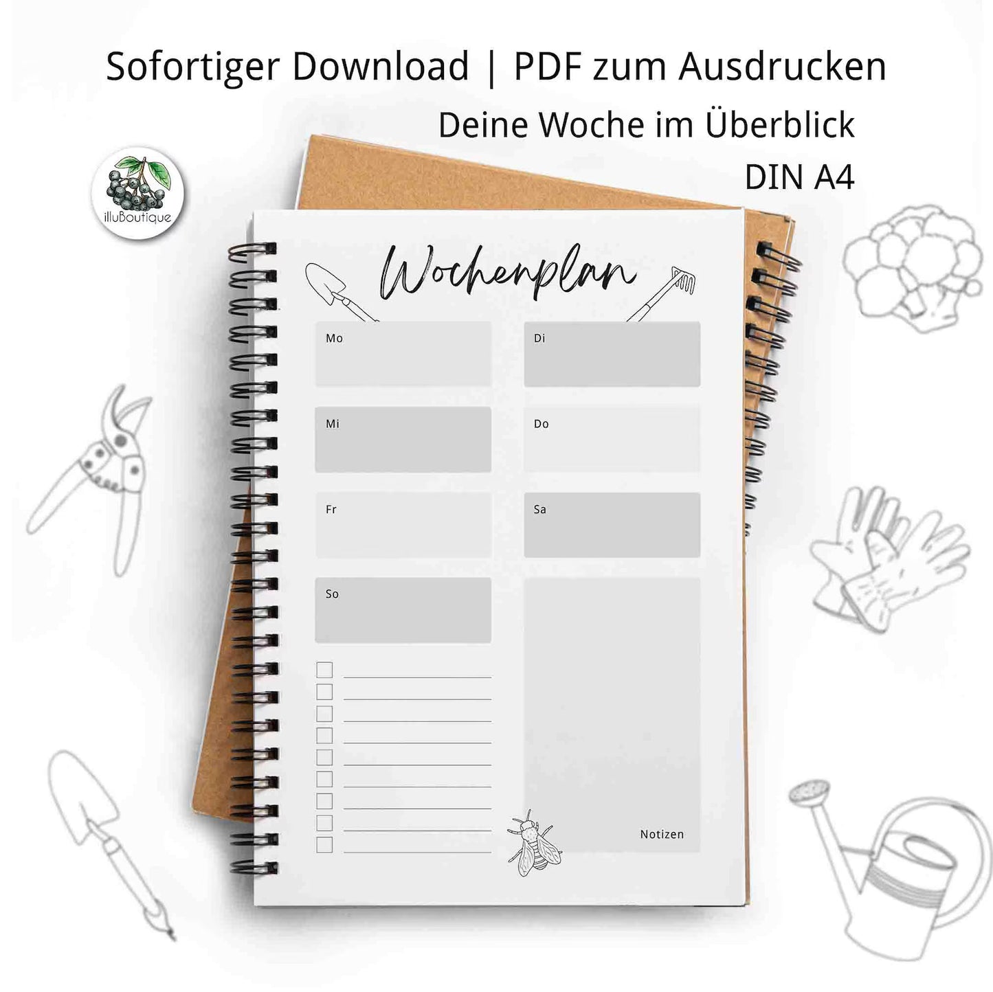 Wochenplan Gartenplanung A4 im PDF-Format